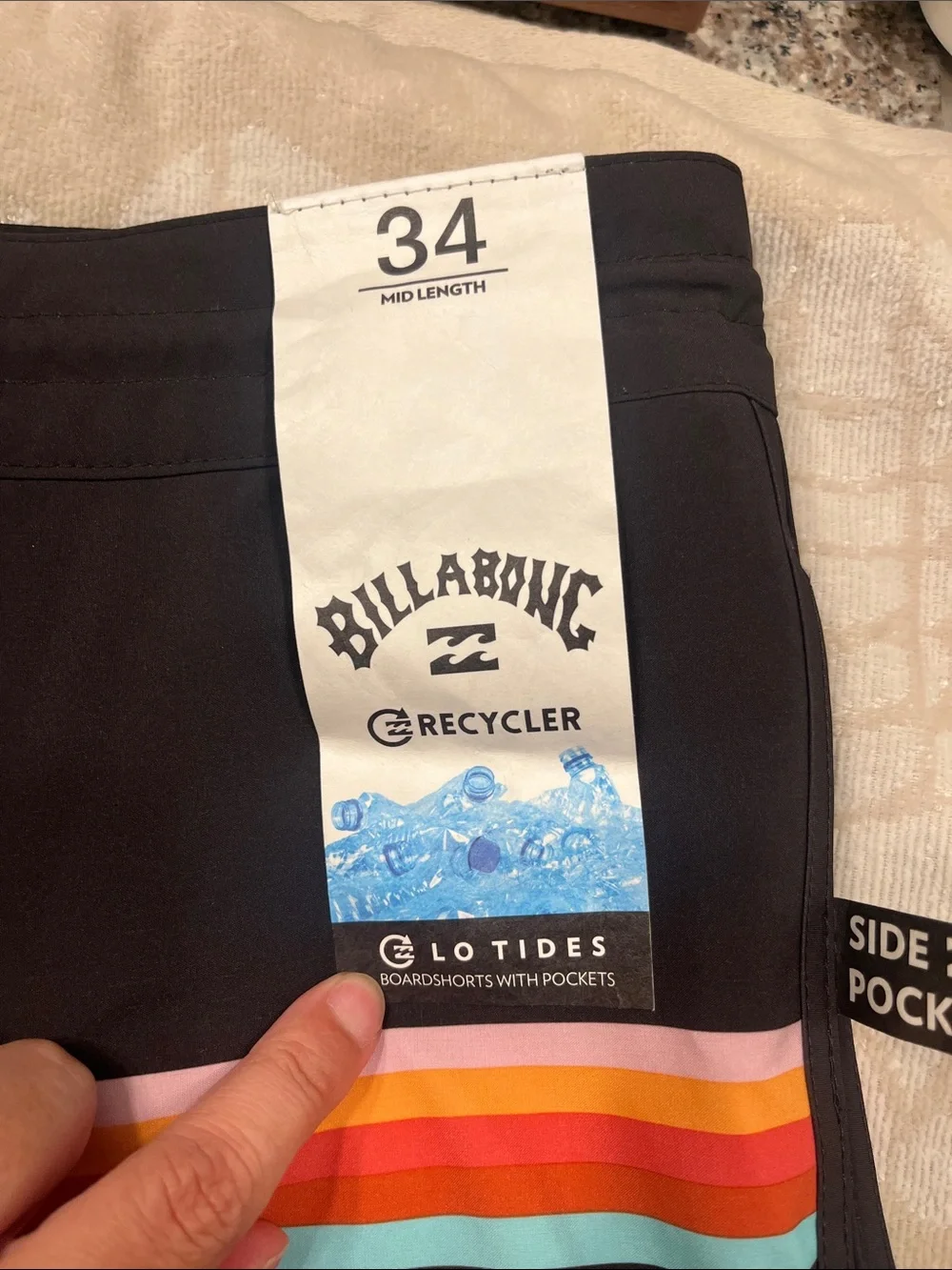 NWT Billabong 73 Spinner Lo Tide Mens Board Shorts Black Striped Size 34